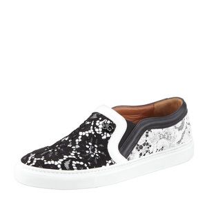 Givenchy Lace Slip-On Sneaker, Black/White, Size 39.5